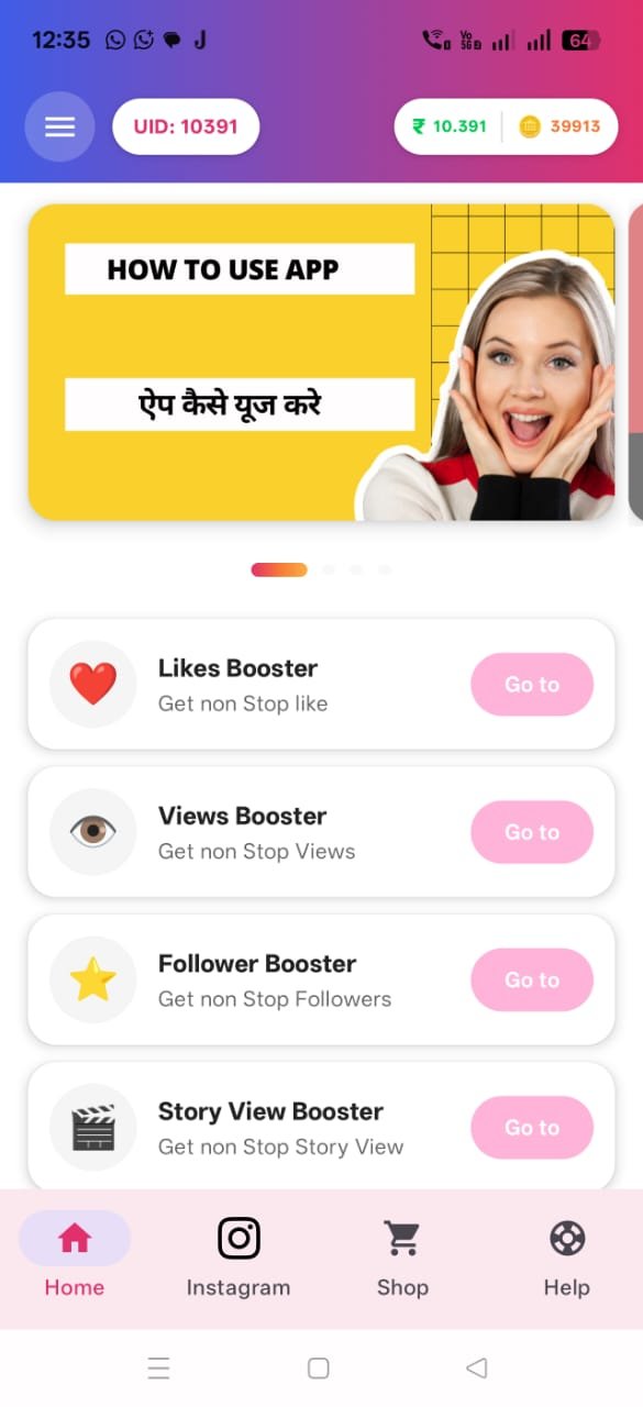 Profile & settings screen in Fly Followers